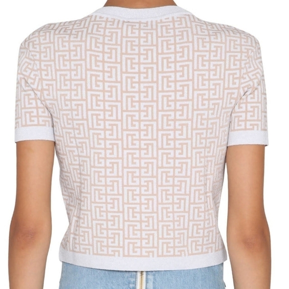 Balmain Crop Short Sleeve Cardigan Sweater NWT - Picture 2 of 13